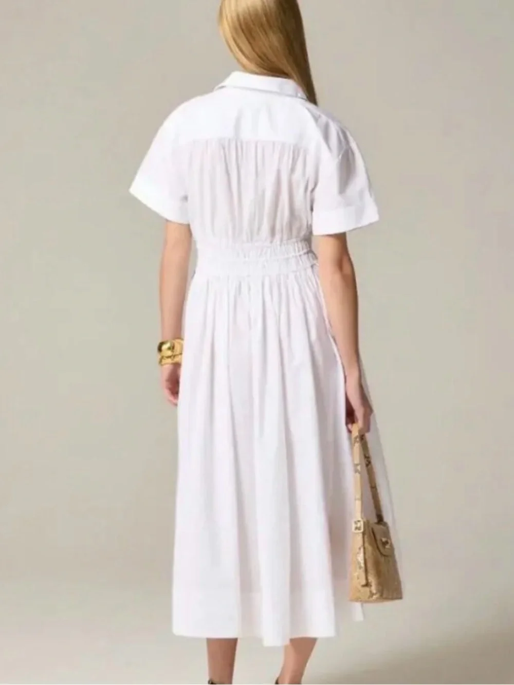 J. Crew Elena Shirt-Dress in Cotton Poplin White Size 2 NWT